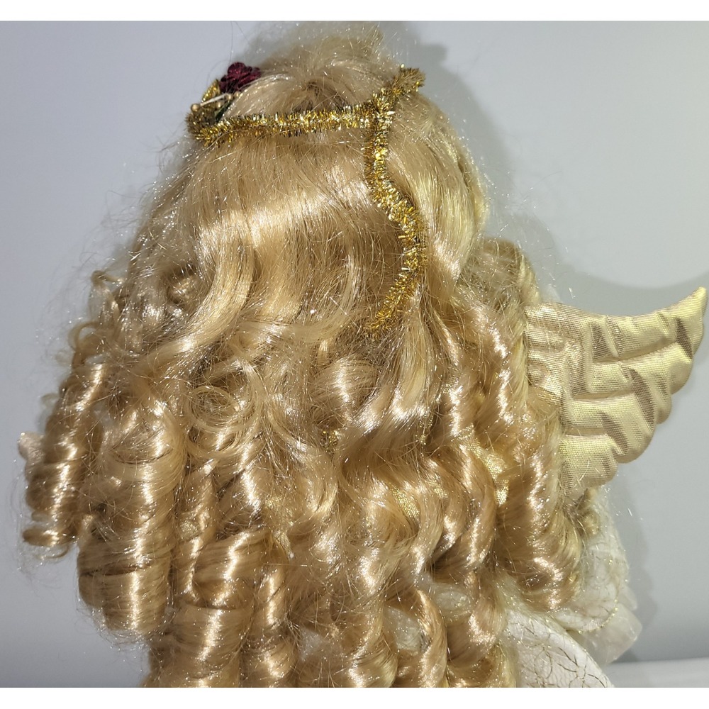 Bearington Collection Porcelain Angel Doll Cream Gold Lace 18 Inch Holiday Decor - Picture 8 of 9